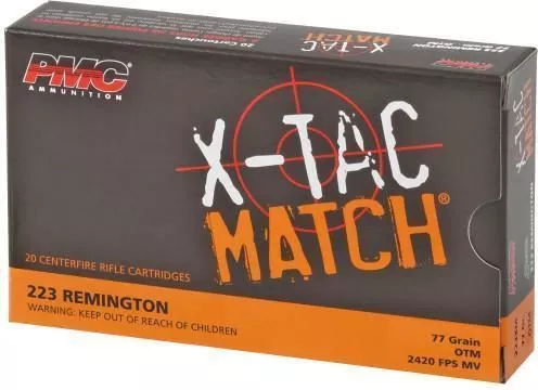 PMC X-Tac Match OTM 77Gr .223 Rem 200 Rounds 10 Boxes - 20 Rounds Each