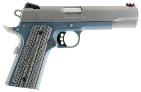 Colt Competition Government 1911 45 ACP 5" SS National Match Barrel, SS Serrated Slide, Blue Titanium Cerakote SS Frame w/Beavertail, Gray G10 Grip, Ambi, 8 Rd