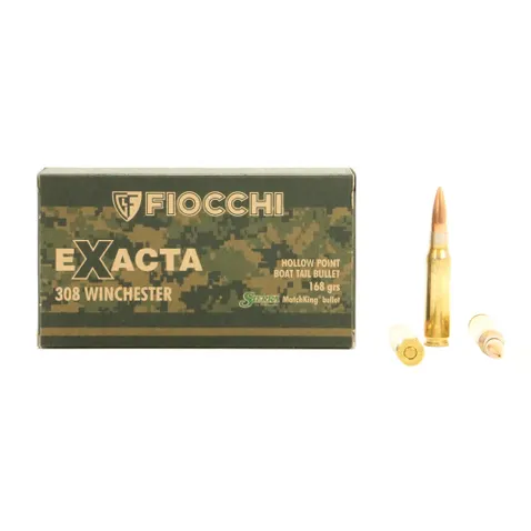 20 munitions Fiocchi Exacta HPBT .308 Win 168 gr