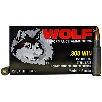 Wolf Performance .308 Win 150gr FMJ – 500 Rounds Steel Case