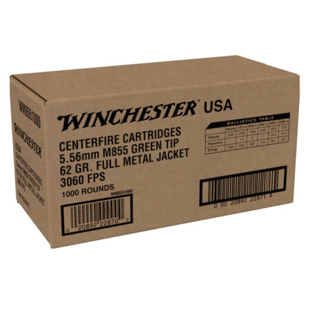 Winchester USA 5.56 XM855 62gr Green Tip – 1000 Rounds Crate