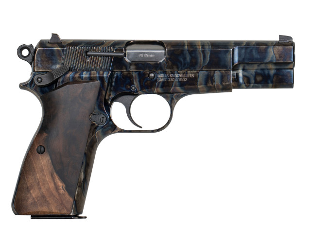 Inglis GP-35 Hi Power 9mm, 4.7" Barrel, Color Case Hardened, Turkish Walnut Grip, 15rd