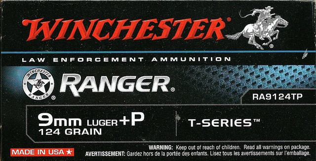 Winchester Ranger T Series 9mm 124gr +P 250 Rounds