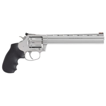 Colt King Cobra Target 22 LR, 8" Barrel, Stainless Steel Finish, Silver, Hogue Grips, Fiber Optic Front Sight, 10rd