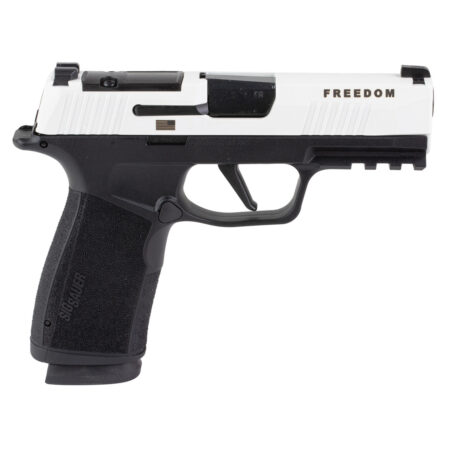 Sig P365 X-Macro 9mm, 3.7" Barrel, Cerakote White Slide, Freedom Engraving, Black Frame, X-RAY3, Optics Ready, 2x17rd Mags