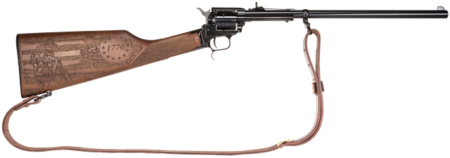 Heritage Rough Rider Rancher 22 LR, 16" Blued Barrel, Independence Day Engraved Walnut, Leather Sling, 6rd