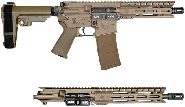 Diamondback DB15 Combo AR15 Pistol 5.56x45mm 7" Barrel/300 Blackout 10" Barrel, Flat Dark Earth, M-Lok Handguard, 30rd