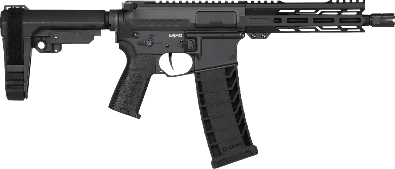 CMMG Banshee MK4 9mm, 8" Threaded Barrel, Cerakote Armor Black, CMMG Grip, Stabilizing Brace, Ambi Controls, 30rd Mag