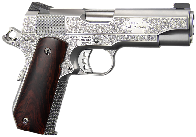 Ed Brown Kobra Carry Signature Edition 45 ACP, 4.25" Stainless Barrel, Engraved Stainless Frame/Slide, Cocobolo Grips, 7rd