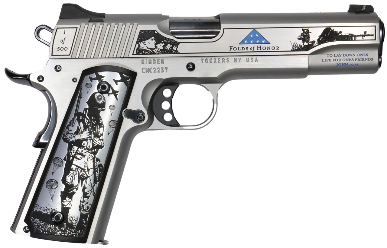 CNC Firearms Folds Of Honor Limited Edition 45ACP, 5" Match Grade Barrel, Engraved/Serrated, Beavertail, Scenic Grip, 7rd