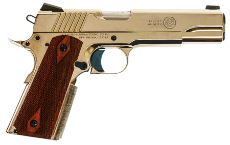Standard Mfg 1911 Standard Full Size Frame 45 ACP 7rd 5" Stainless Match Grade Barrel, Nickel Steel Serrated Slide, Nickel Steel Frame Beavertail, Walnut Double Diamond Grip