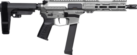 CMMG Banshee FE MkGs 9mm, 8" Threaded Barrel, M-Lok, Tungsten Cerakote, Picatinny, Black RipBrace, Zeroed Grip, 33rd