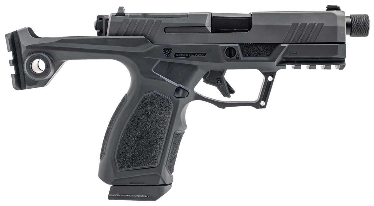 Taurus GX4 Strike Bravo 9mm, 3.7" Barrel, Threaded 1/2X28, Matte Finish, Black, Fixed White Dot and Drift Adjustable Rear Sights, Trigger Safety, Optics Ready, 15rd, 2 mags