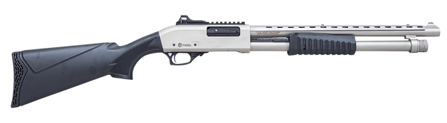 Citadel Mariner 20 Ga 3" 4rd,18.50" Nickel Finished Heat Shield Barrel, Nickel Finished Aluminum Receiver Picatinny Rail, Black Fixed Synthetic Stock