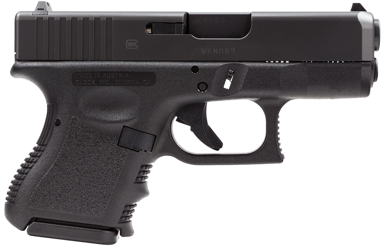 GLOCK 26V, V Series, Sub-Compact, 9mm, 3.43" Barrel, Glock Marksman Barrel, nDLC Finish, Black, No Finger Grooves, Fixed Sights, Ambidextrous Slide Stop Lever, Front Serrations, 10rd, 3 mags