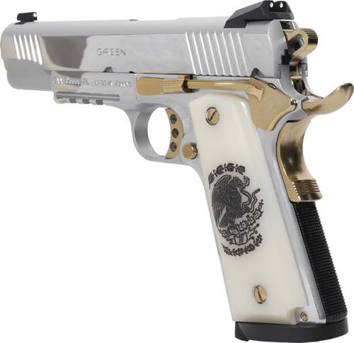 Girsan 1911S Liberador 38 Super, 5" Barrel, Polished, Silver, Gold, Engraved Ivory , Beavertail, Rail, Tactical Rear, Fixed Front, 10rd - Image 3