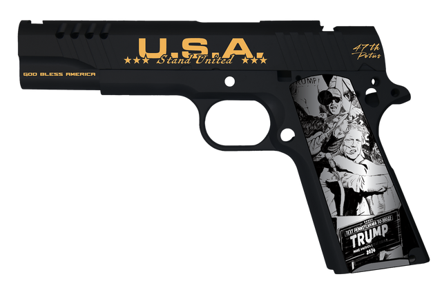 Auto Ordnance 1911 45 ACP, 5" Barrel, Black Cerakote, Trump Fight Graphics, 7rd