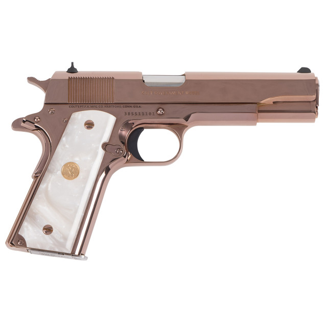 Colt Government TALO Edition 38 Super, 5" Barrel, Rose Gold, Ivory Grip, 7rd