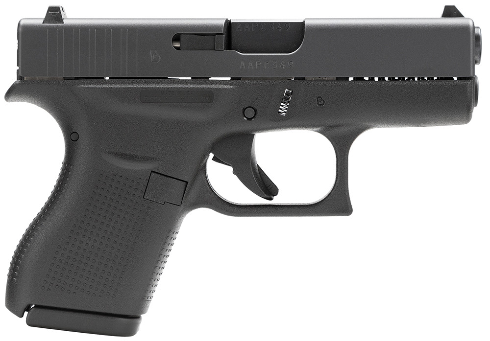 Glock G42 Gen 3 380 ACP, 3.25" Barrel, Black, Fixed Sights, 6rd