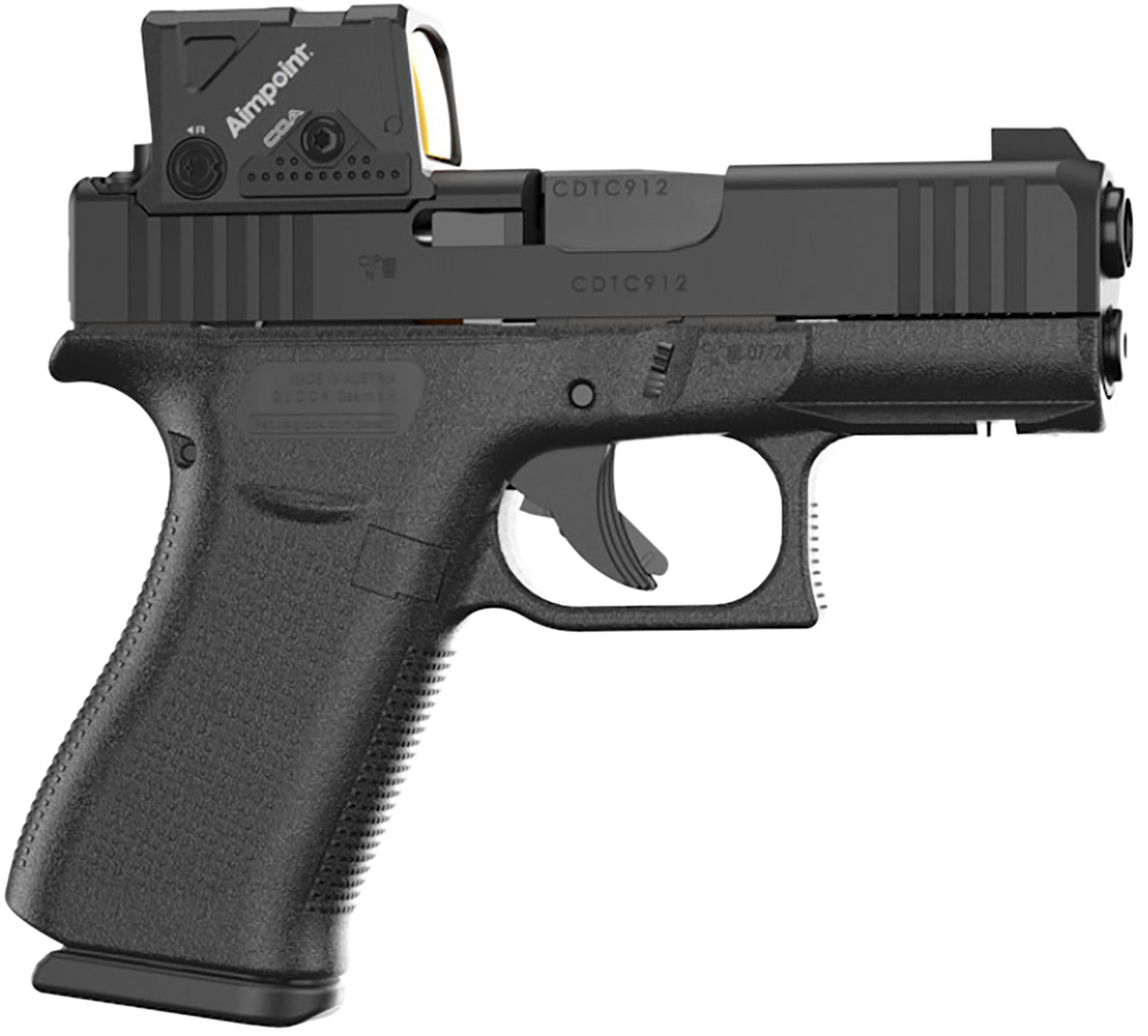 Glock G43X COA w/Aimpoint Slim Sub-Compact 9mm 10+1 3.41" Barrel, Textured Poymer Grip, Aimpoint COA 3.5 MOA Red Dot, 10 Rd