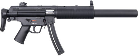 HK MP5 SD 22 LR, 16" Barrel, A3 Telescoping Stock, Faux Suppressor, Black, 25rd