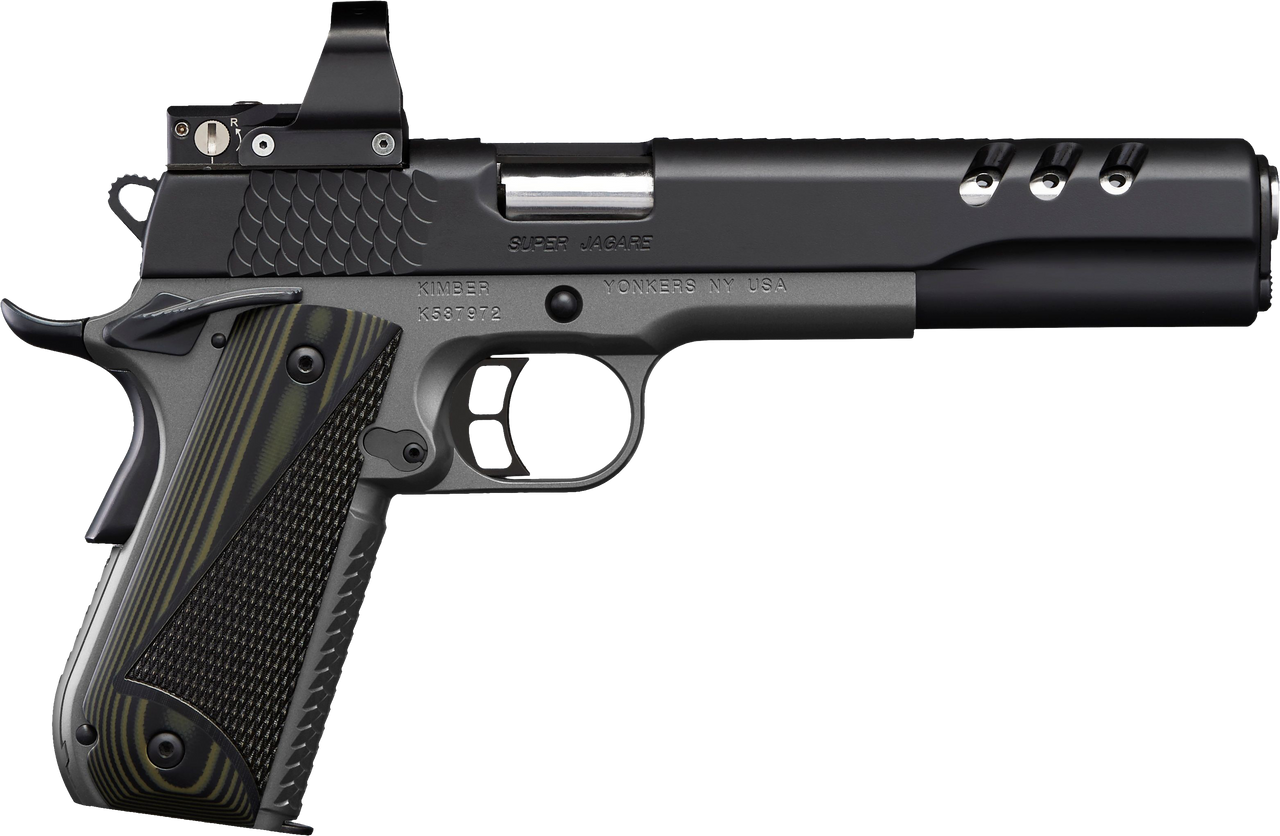 Kimber Super Jagare 10mm, 6" Barrel, Charcoal Gray Frame, Black Slide, Micarta Grip, DeltaPoint Pro Optic, 8rd