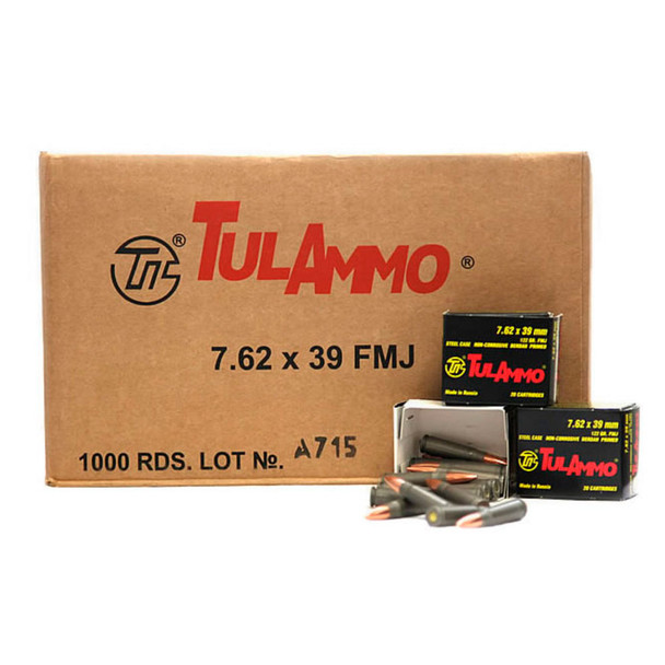 TulAmmo 7.62x39 122gr FMJ – 1000 Rounds Sealed Tin