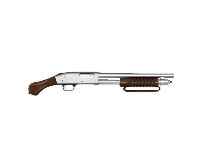 Mossberg 590 Night Stick 12 Ga, 3" Chamber 14.375" Barrel, Polished Chrome Rec, Walnut Furniture, 5rd