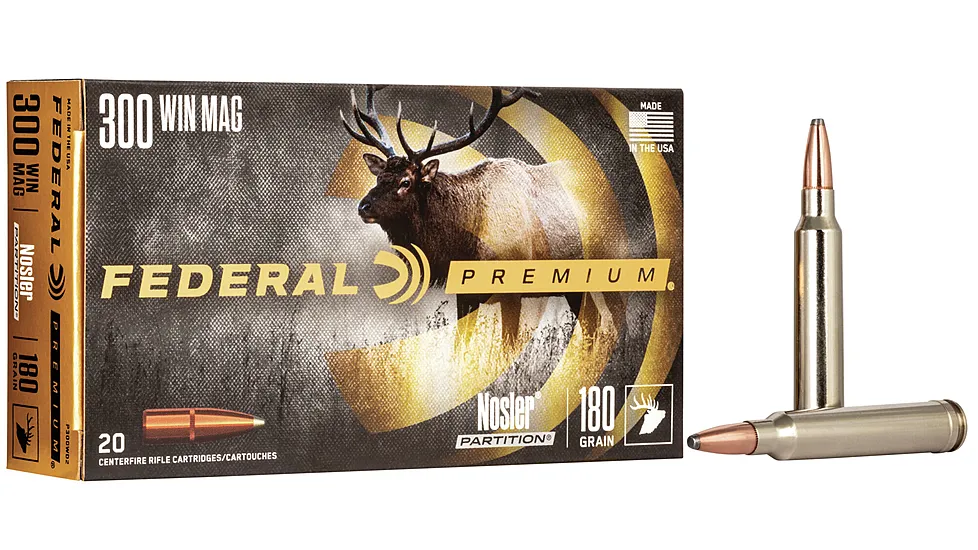 Federal Premium VITAL-SHOK .300 Winchester Magnum 180 Grain Nosler Partition Centerfire Rifle Ammunition