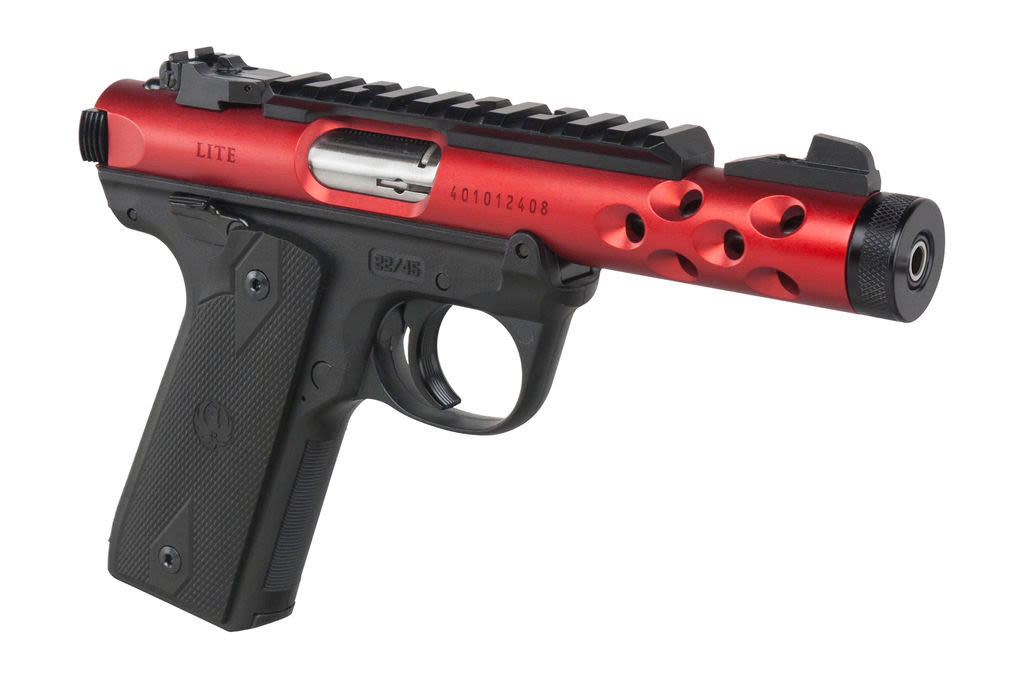 Ruger Mark IV 22/45 Lite 22 LR, 4.4" Threaded Barrel, Red Barrel, Black Frame, 10rd - Image 3