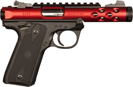 Ruger Mark IV 22/45 Lite 22 LR, 4.4" Threaded Barrel, Red Barrel, Black Frame, 10rd