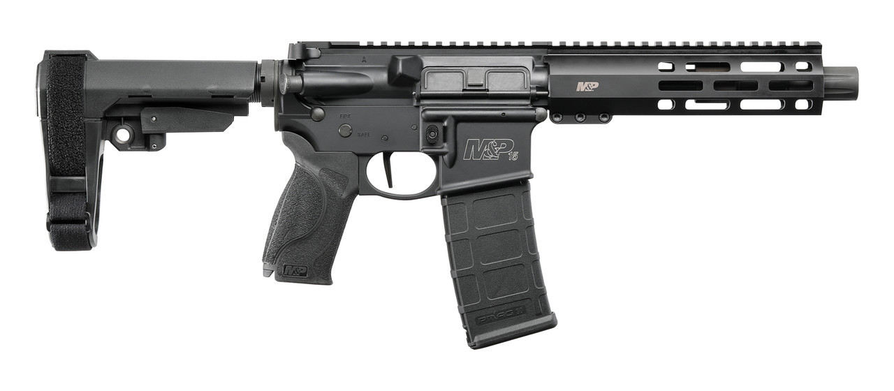 Smith & Wesson M&P 15 AR15 Pistol 5.56mm/223, 7.5" Barrel, Black, Adjustable Stabilizing Brace, Blast Diverter, M-Lok Handguard, 30rd