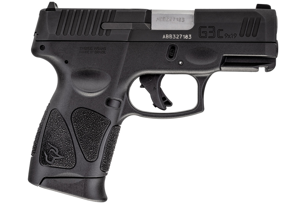 Taurus G3C 9mm, 3.26" Barrel, Black, Fixed Front Sight, Manual Thumb Safety, 12rd