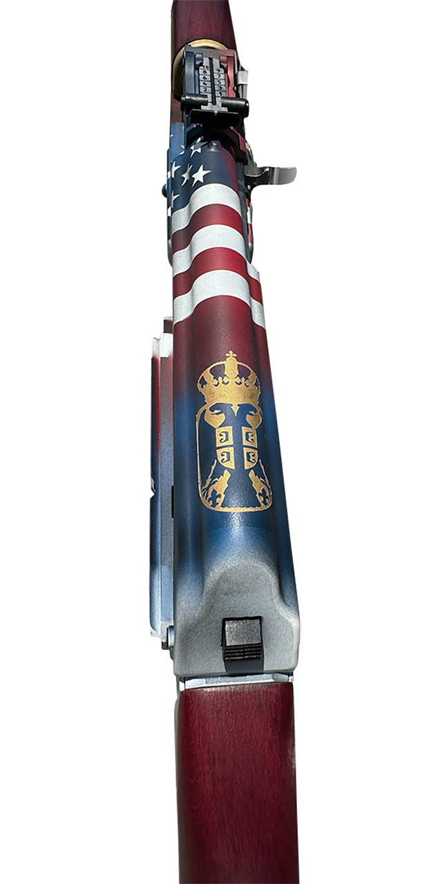 Zastava ZPAPM70 American Limited 7.62x39mm, 16.3" Barrel, Custom American/Serbian Flag Cerakote, Serbian Red Wood Furniture, 30rd - Image 3