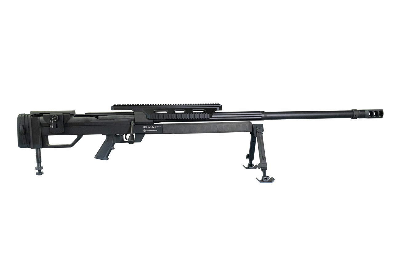 Steyr HS .50 M1, .50 BMG, 35" Barrel, Black Finish, Bipod & Hard Case, 5rd